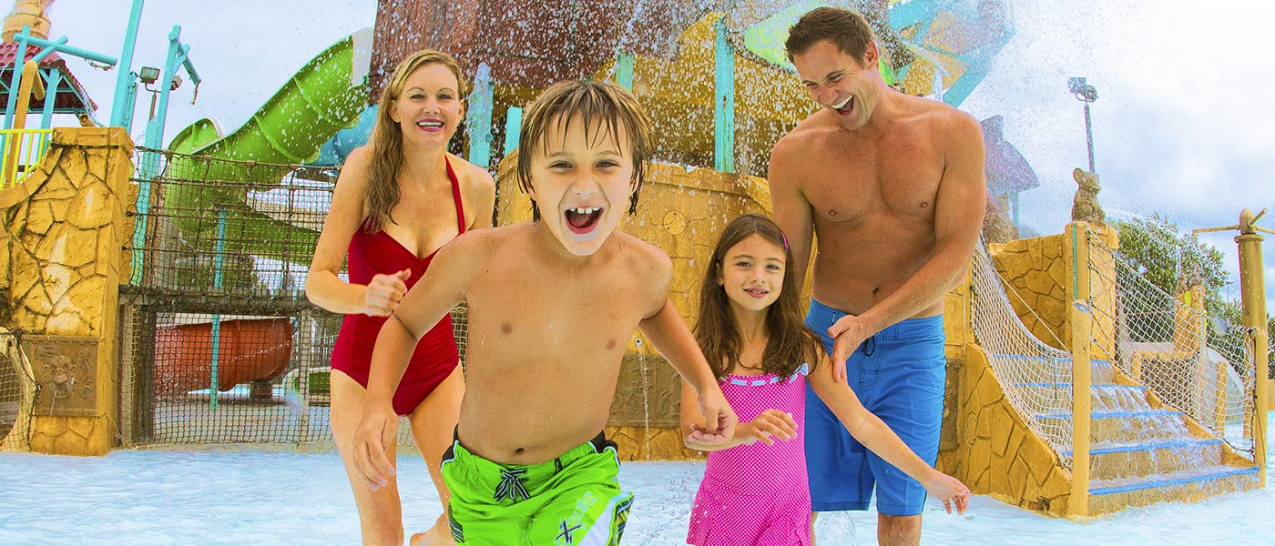 Family enjoying an attraction at the waterpark