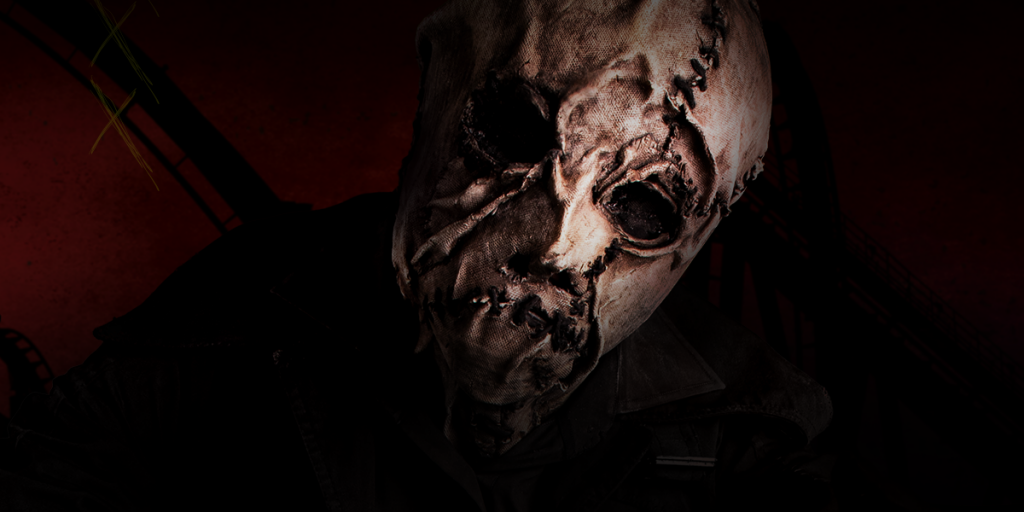 Spooky man in a burlap mask