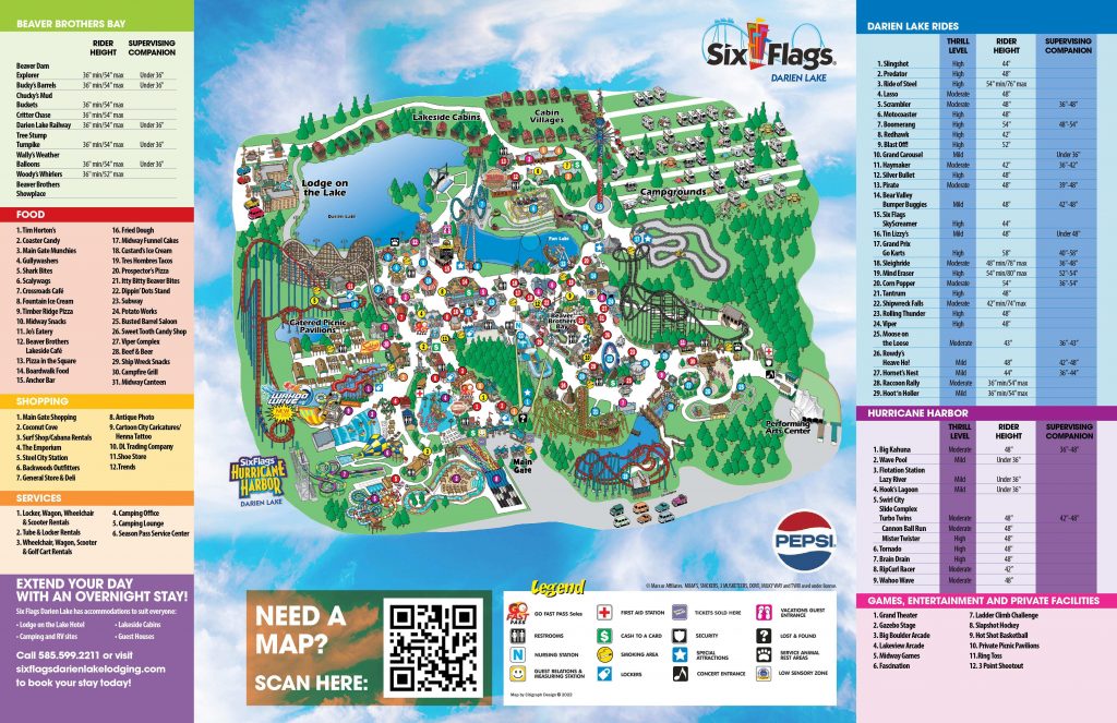 Six Flags Darien Lake Park Map
