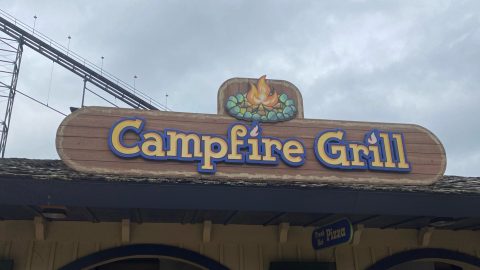 Campfire Grill sign at Six Flags