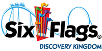 Six Flags Discovery Kingdom logo with coaster in motion