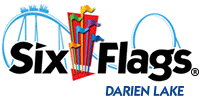 Six Flags Darien Lake logo with coaster in motion