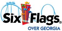 Six Flags Over Georgia logo with coaster in motion