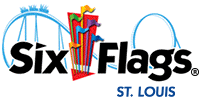 Six Flags St. Louis logo with coaster in motion
